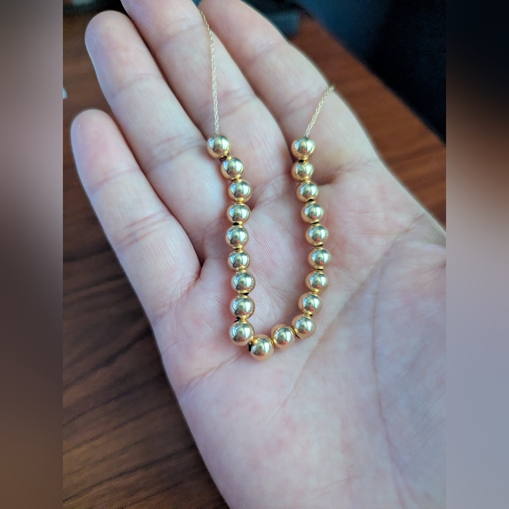 14k Solid Gold, 2.3g, 5.68mm Ball Beaded, Chain Link 18 1/8" Necklace.